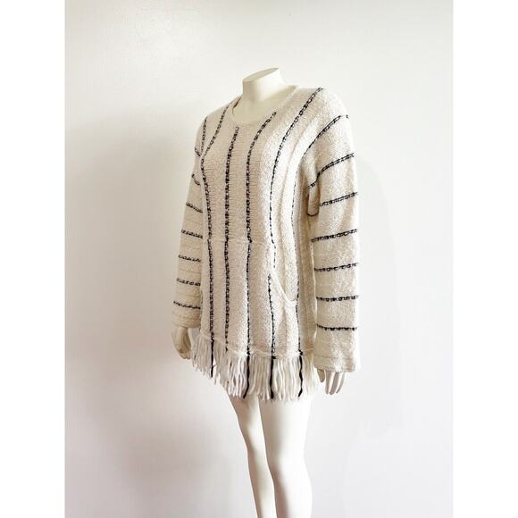 Raquel Allegra Striped Knit Fringe Alpaca Sweater Small - Picture 2 of 8